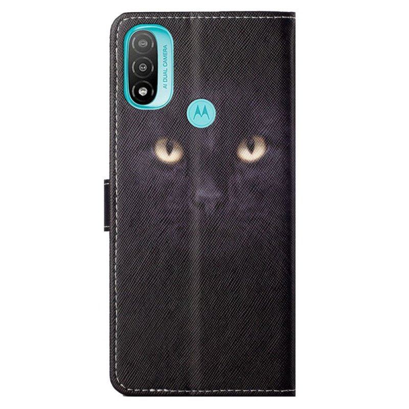 Fodral Moto G71 5G Med Kedjar Strappy Black Cat Eyes