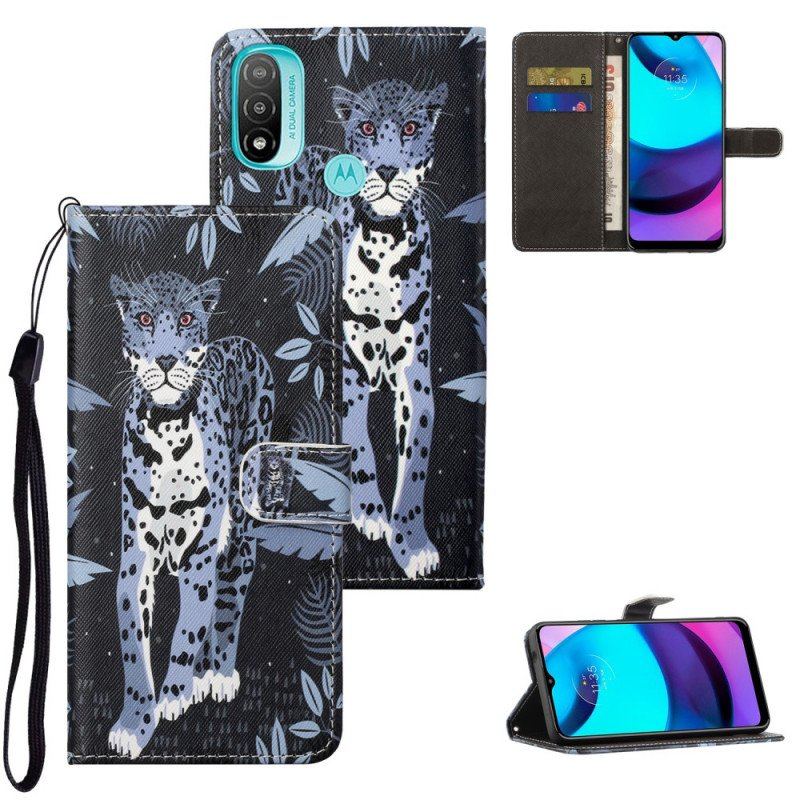 Fodral Moto G71 5G Med Kedjar Strappy Leopard