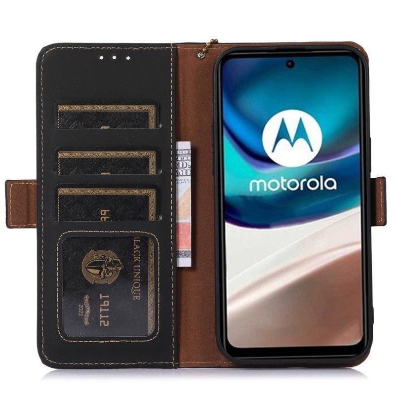 Fodral Moto G73 5G Äkta Läder Rfid