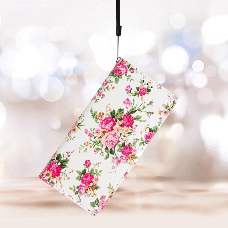 Fodral Moto G73 5G Med Kedjar Rem Liberty Flowers