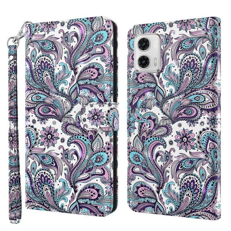 Fodral Moto G73 5G Med Kedjar Strappy Paisley Mönster