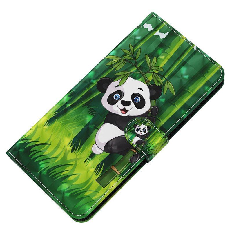 Fodral Oppo A54 5G / A74 5G Med Kedjar Panda Och Bambu Med Snodd