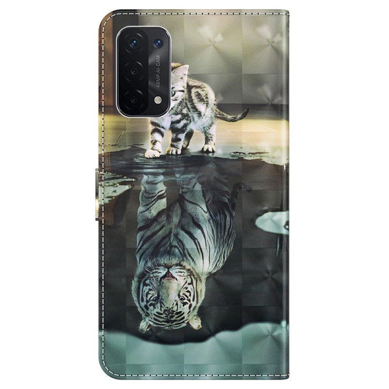 Fodral Oppo A54 5G / A74 5G Med Kedjar Strappy Kitten Dream