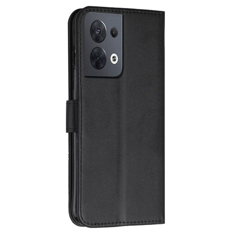 Fodral Oppo Reno 8 Med Kedjar Strappy Geometrisk Lädereffekt