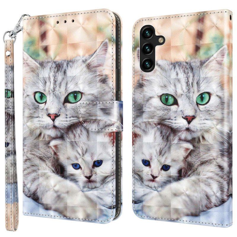 Fodral Samsung Galaxy A14 / A14 5G Med Kedjar Endast Thong Cats