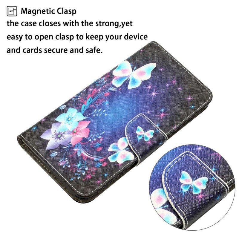 Fodral Samsung Galaxy A14 / A14 5G Med Kedjar Fairy Butterflies With Lanyard