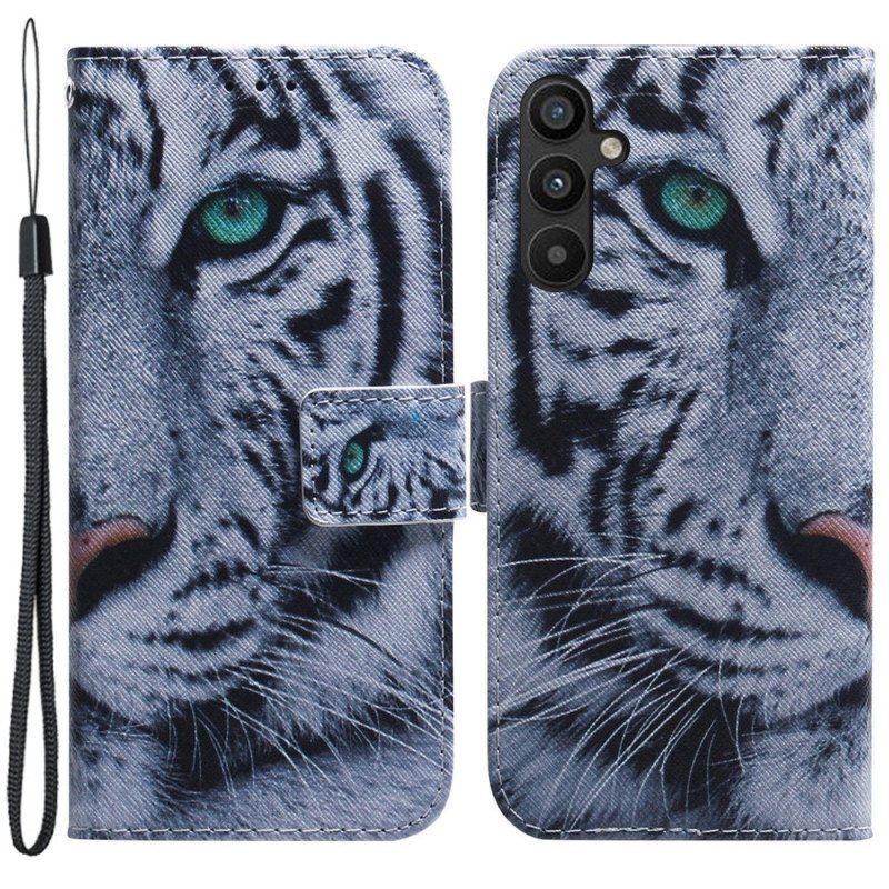 Fodral Samsung Galaxy A54 5G Med Kedjar Strappy White Tiger