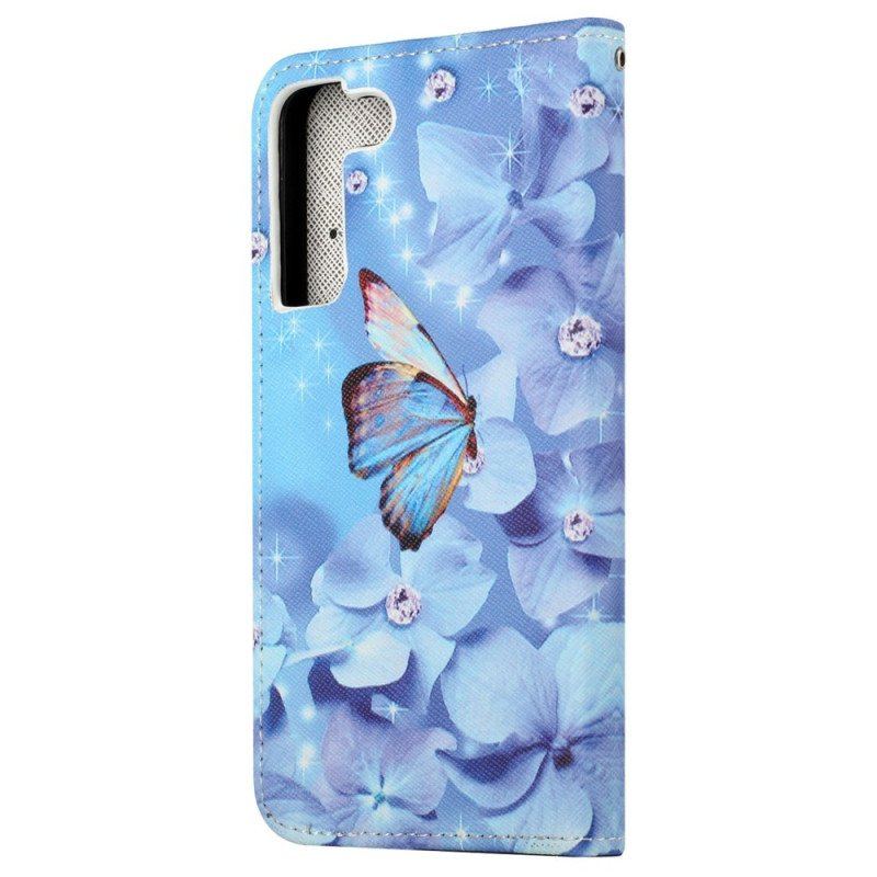 Fodral Samsung Galaxy S23 5G Med Kedjar Strappy Diamond Butterflies