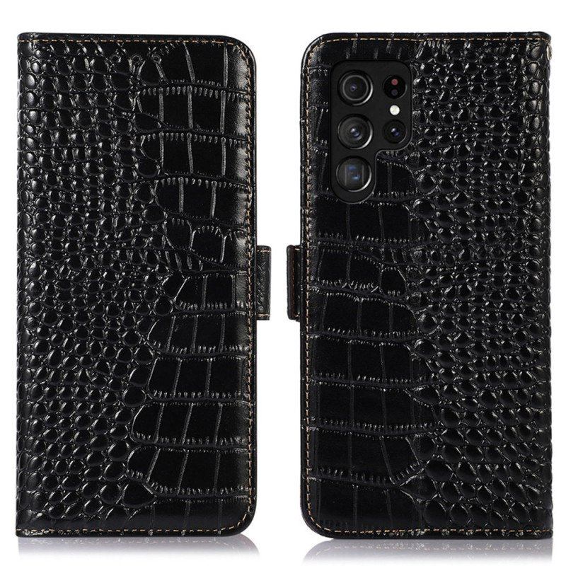 Fodral Samsung Galaxy S23 Ultra 5G Crocodile Style Rfid