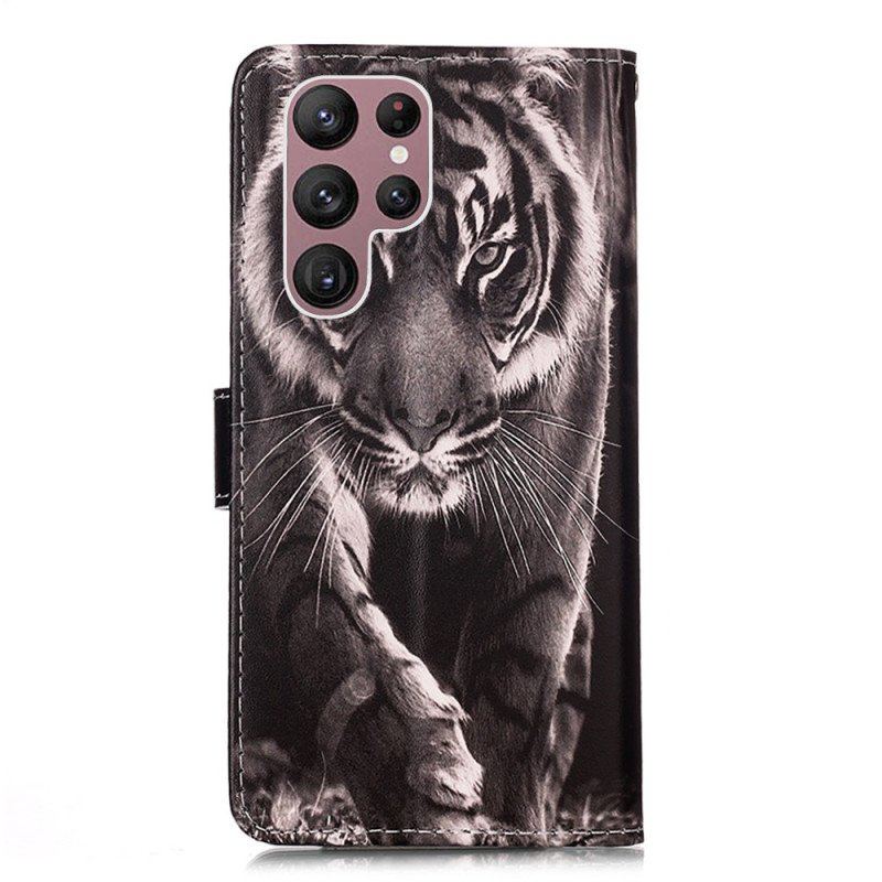 Fodral Samsung Galaxy S23 Ultra 5G Med Kedjar Strappy Night Tiger