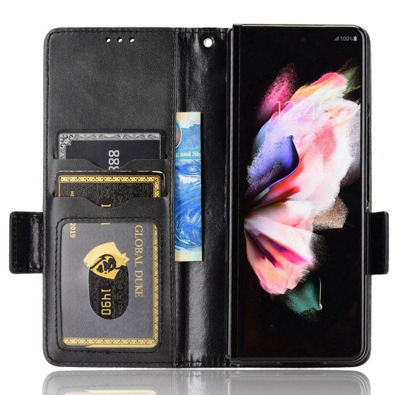 Fodral Samsung Galaxy Z Fold 4 Mönster Perforerade Trianglar Lanyard