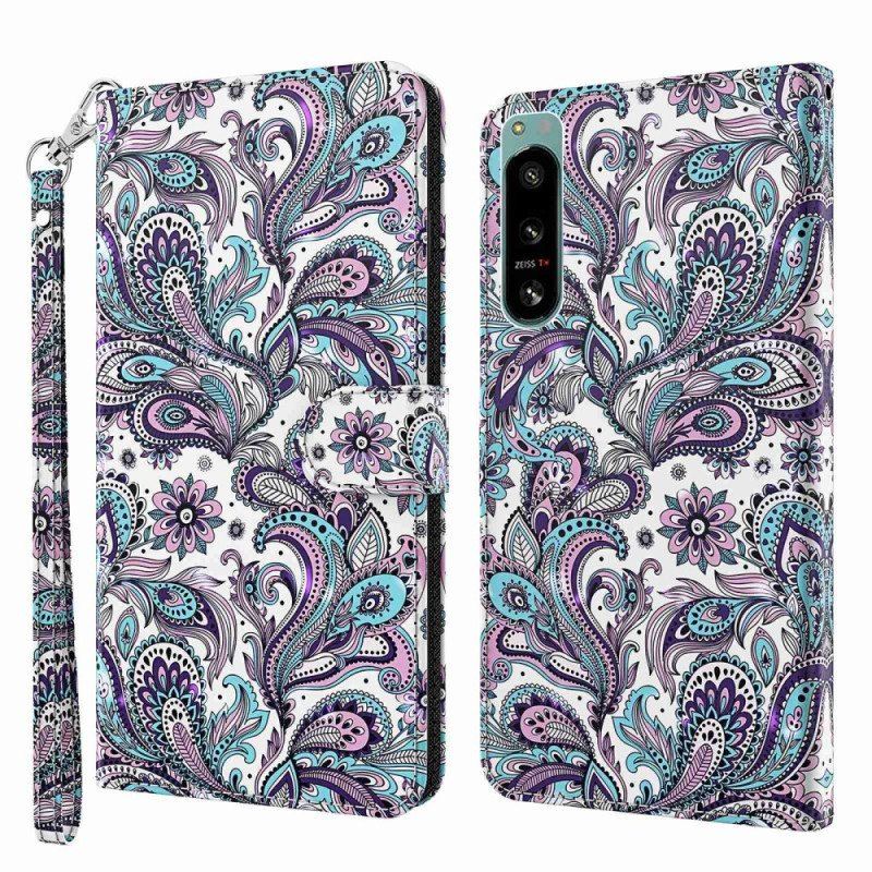 Fodral Sony Xperia 5 IV Med Kedjar Strappy Paisley Mönster