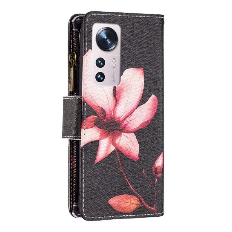 Fodral Xiaomi 12 / 12X Blomma Blixtlåsficka