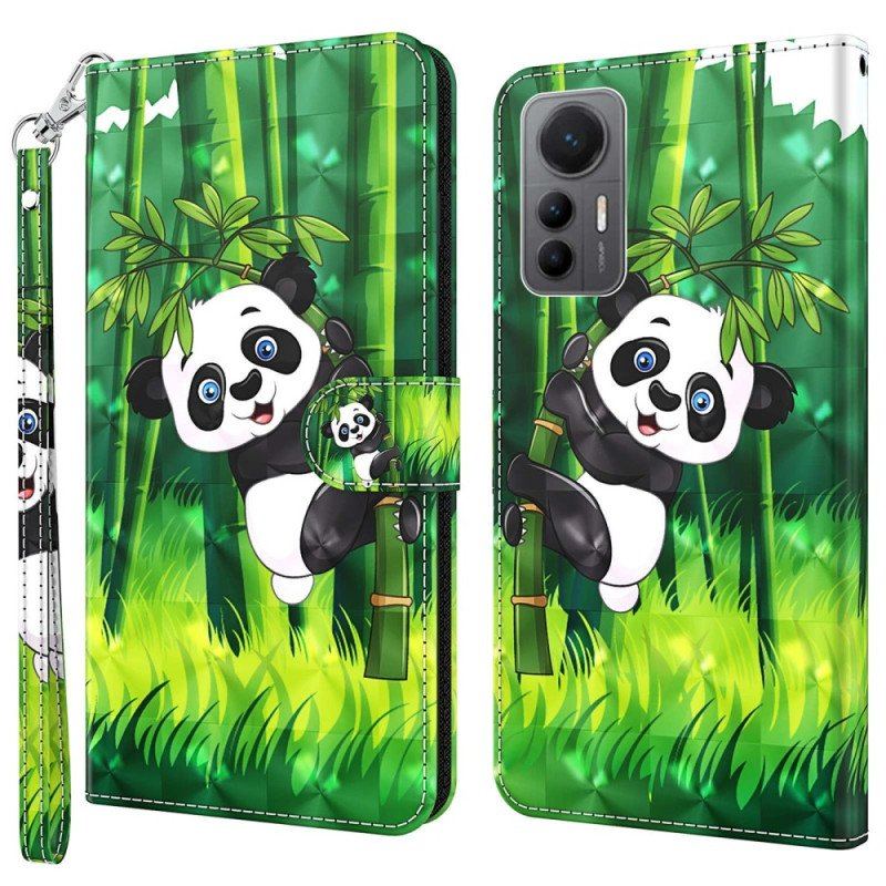 Fodral Xiaomi 12 Lite Med Kedjar Bambu Panda Med Snodd