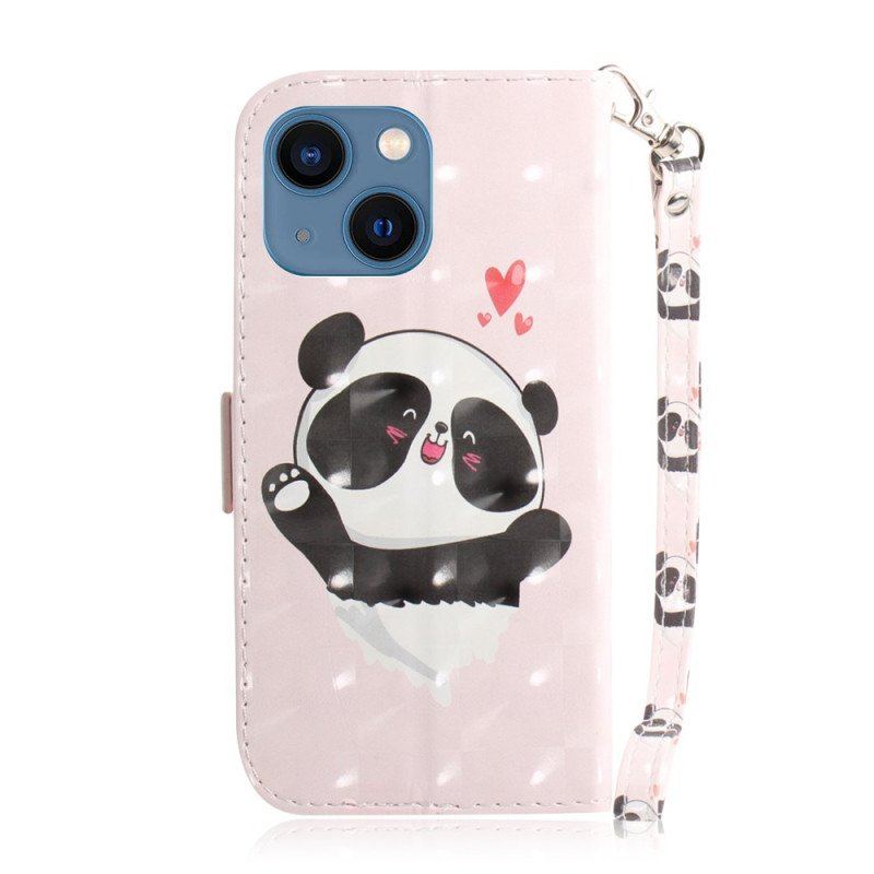 Folio-fodral iPhone 14 Plus Med Kedjar Strappy Panda