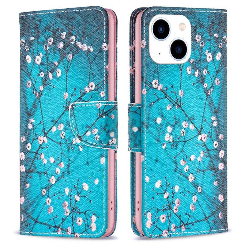 Folio-fodral iPhone 15 Blommande Grenar