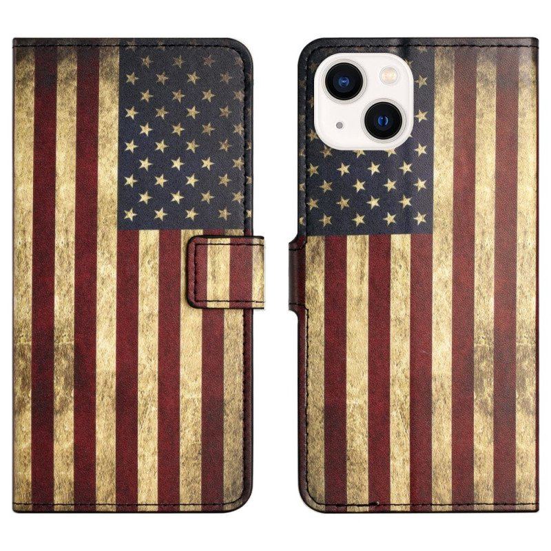 Folio-fodral iPhone 15 Plus Vintage Usa Flagga