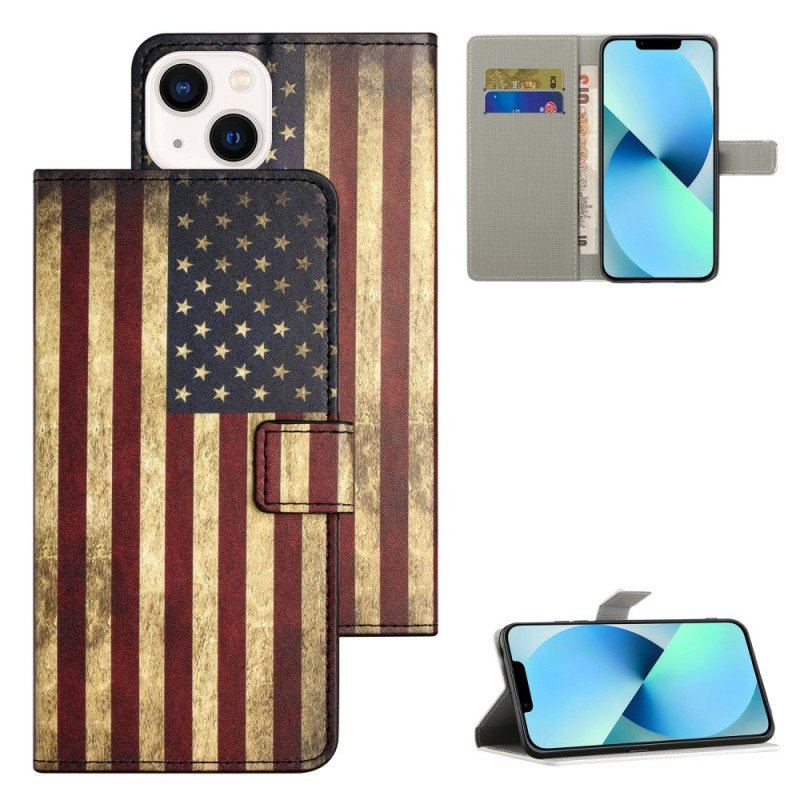 Folio-fodral iPhone 15 Plus Vintage Usa Flagga