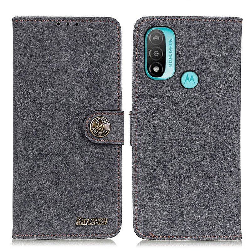 Folio-fodral Moto E40 / E30 / E20 Khazneh Retro Split Läder