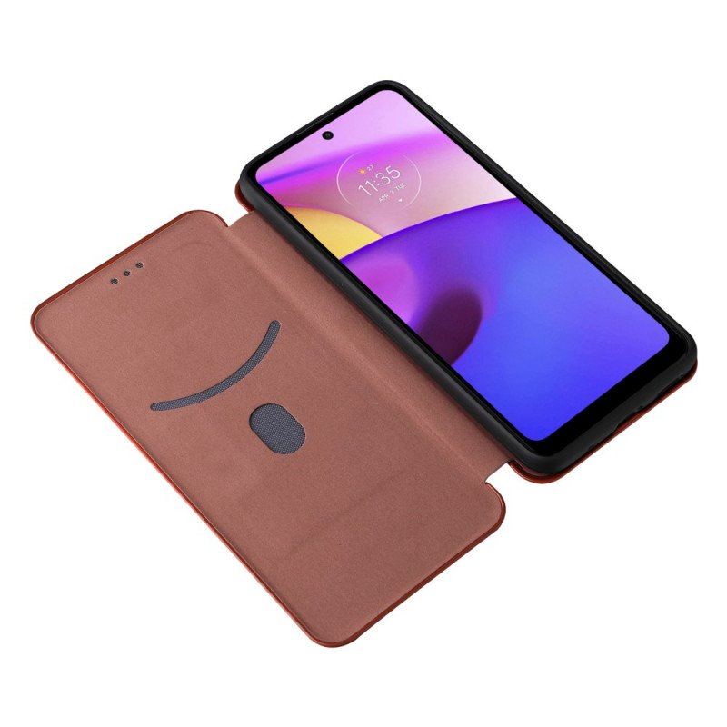 Folio-fodral Moto E40 / E30 / E20 Läderfodral Kolfiber