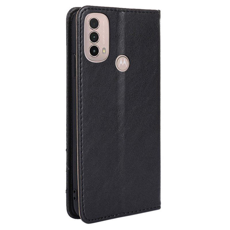 Folio-fodral Moto E40 / E30 / E20 Läderfodral Stil Lädernit