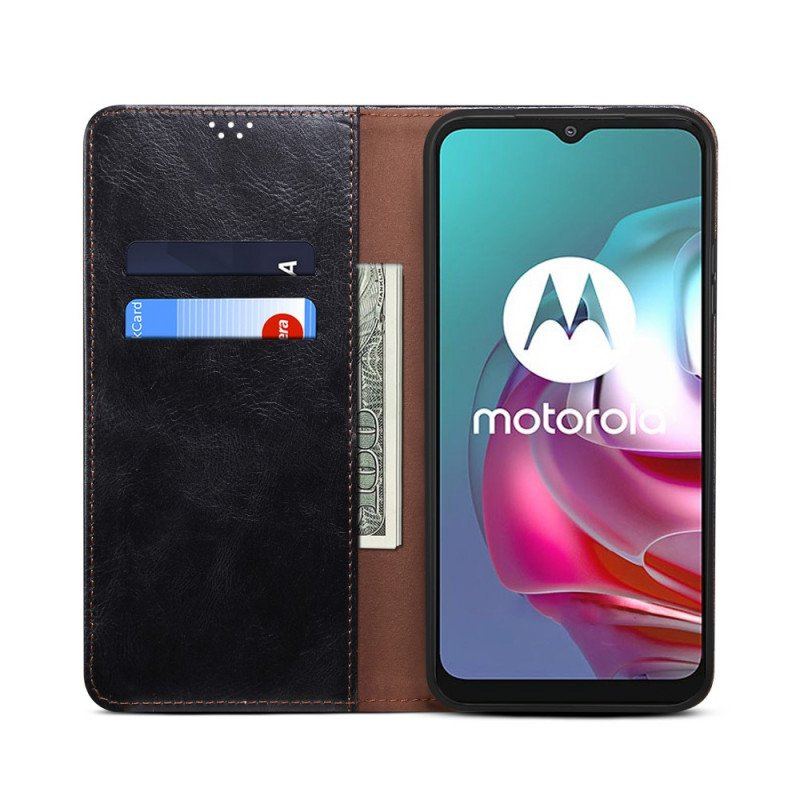 Folio-fodral Moto E40 / E30 / E20 Läderfodral Vaxat Konstläder