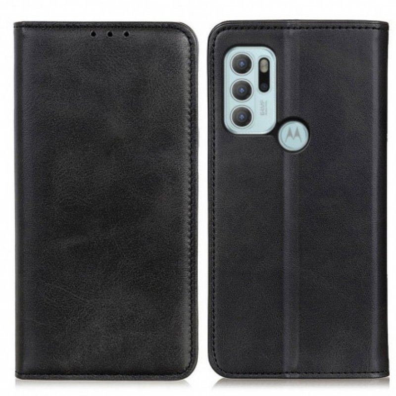 Folio-fodral Moto G60S Läderfodral Matt Split Läder