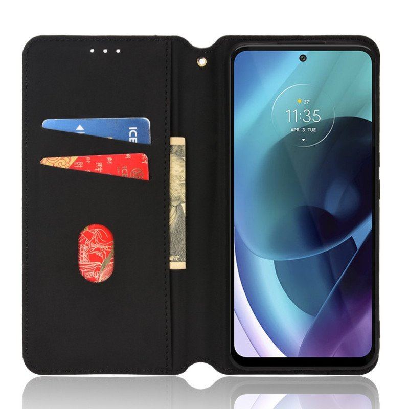 Folio-fodral Moto G71 5G Läderfodral Diamantlädereffekt