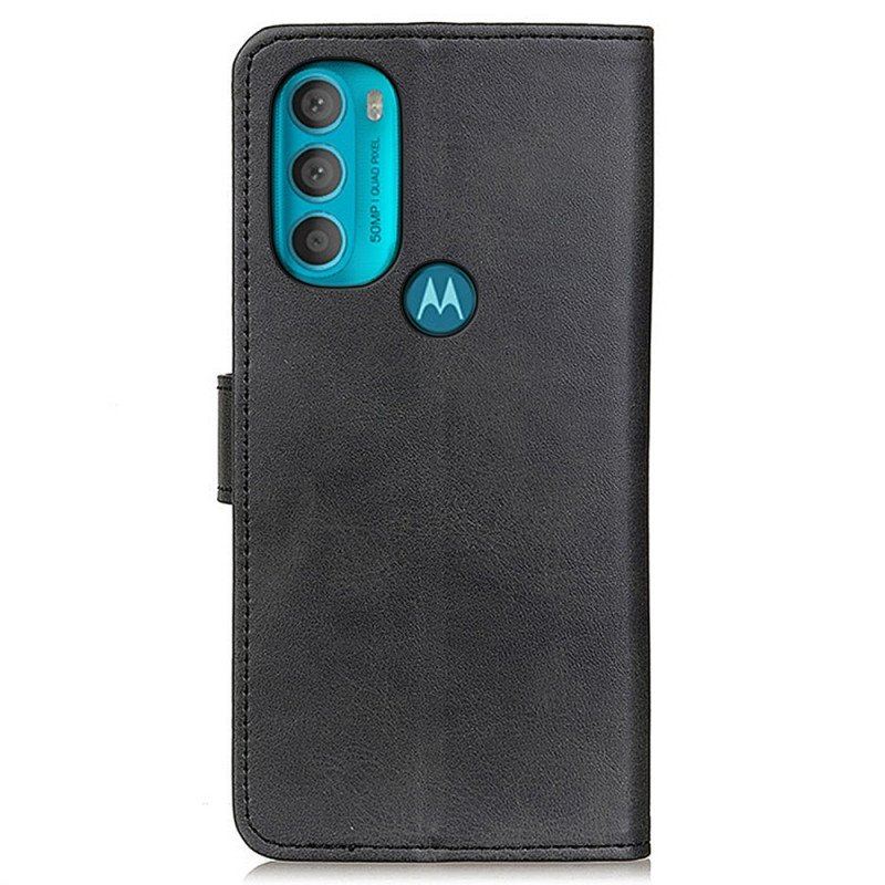 Folio-fodral Moto G71 5G Retro Matt Lädereffekt