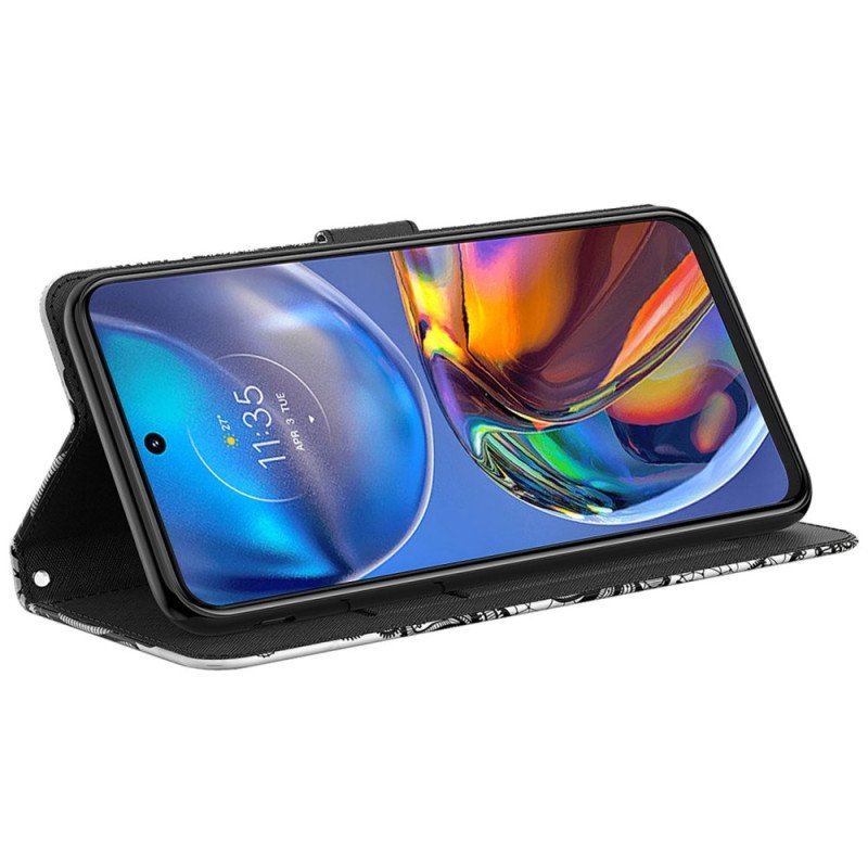 Folio-fodral Moto G73 5G Med Kedjar Strappy Spets