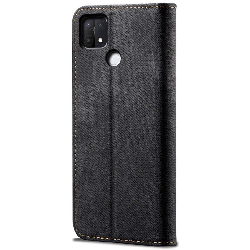 Folio-fodral Oppo A15 Läderfodral Denim Tyg