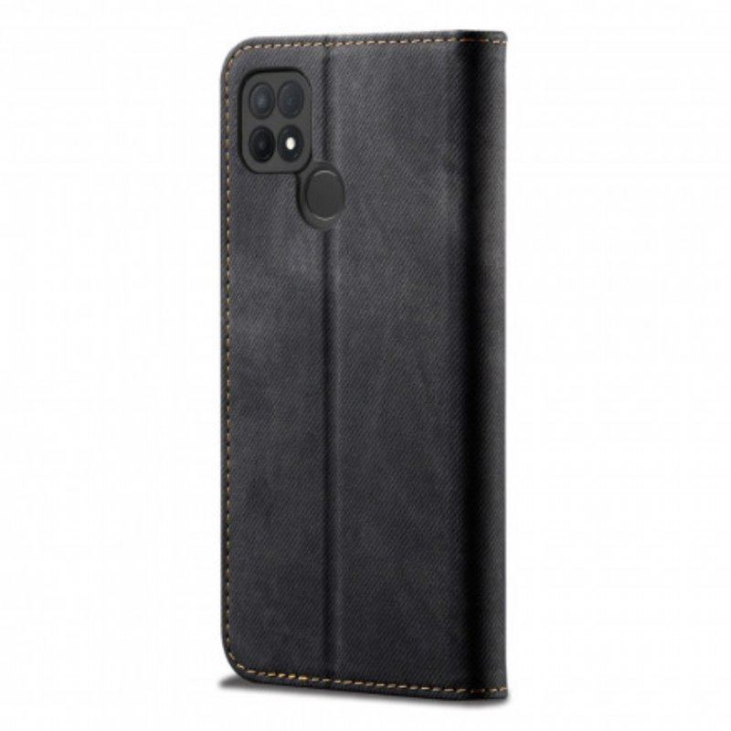 Folio-fodral Oppo A15 Läderfodral Textur För Jeans I Konstläder