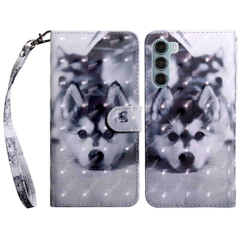 Folio-fodral Oppo A54 5G / A74 5G Husky Hund Med Snöre