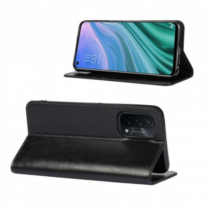 Folio-fodral Oppo A54 5G / A74 5G Läderfodral Äkta Läder