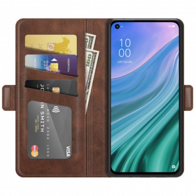 Folio-fodral Oppo A54 5G / A74 5G Läderfodral Dubbel Klaff