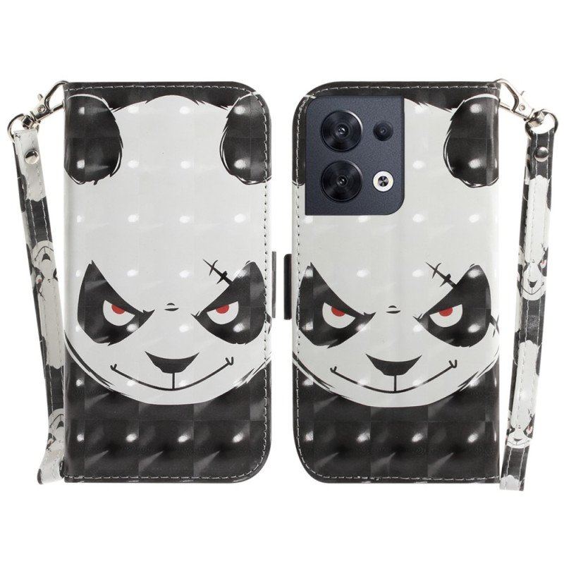 Folio-fodral Oppo Reno 8 Arg Panda Med Snodd