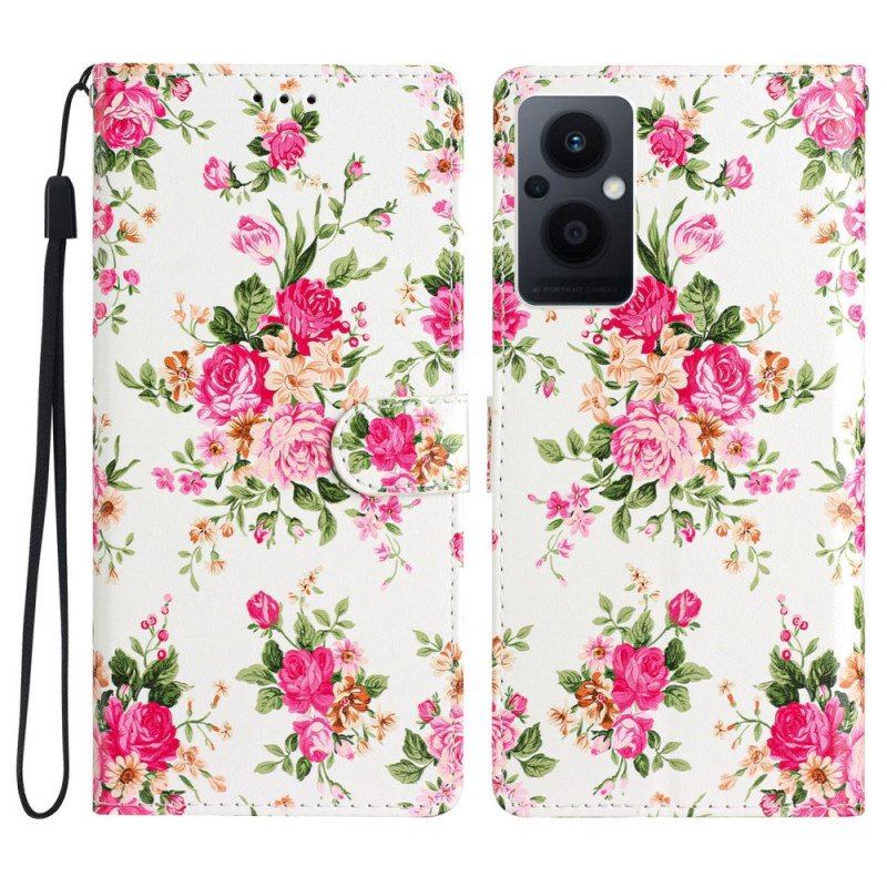 Folio-fodral Oppo Reno 8 Lite Med Kedjar Rem Liberty Flowers