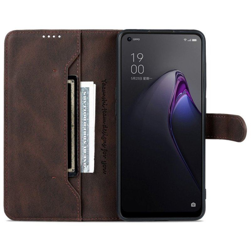 Folio-fodral Oppo Reno 8 Pro Azns Vintage Lädereffekt