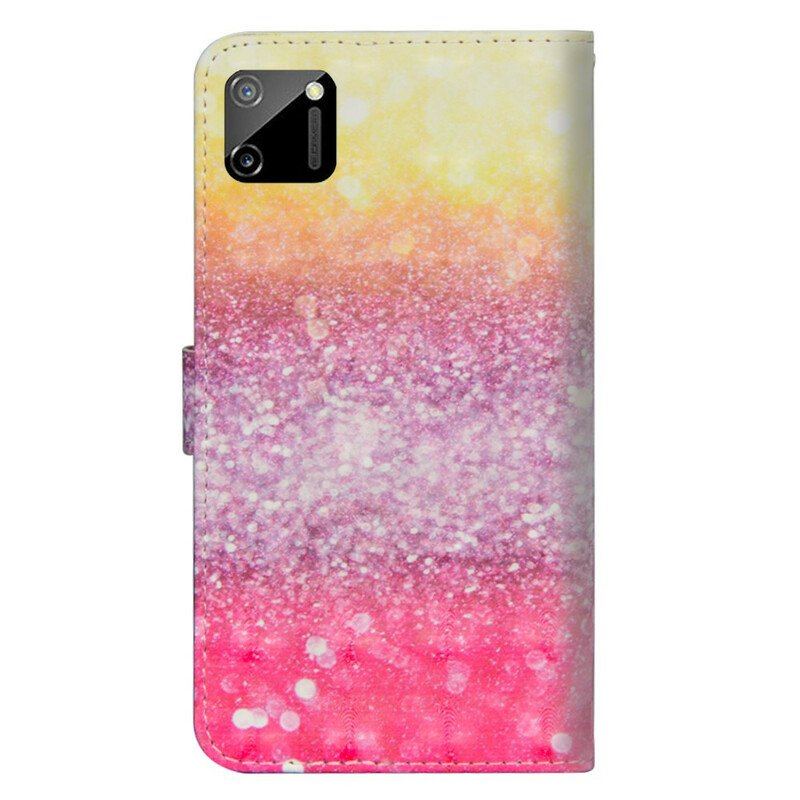 Folio-fodral Realme C11 Magenta Glittergradient