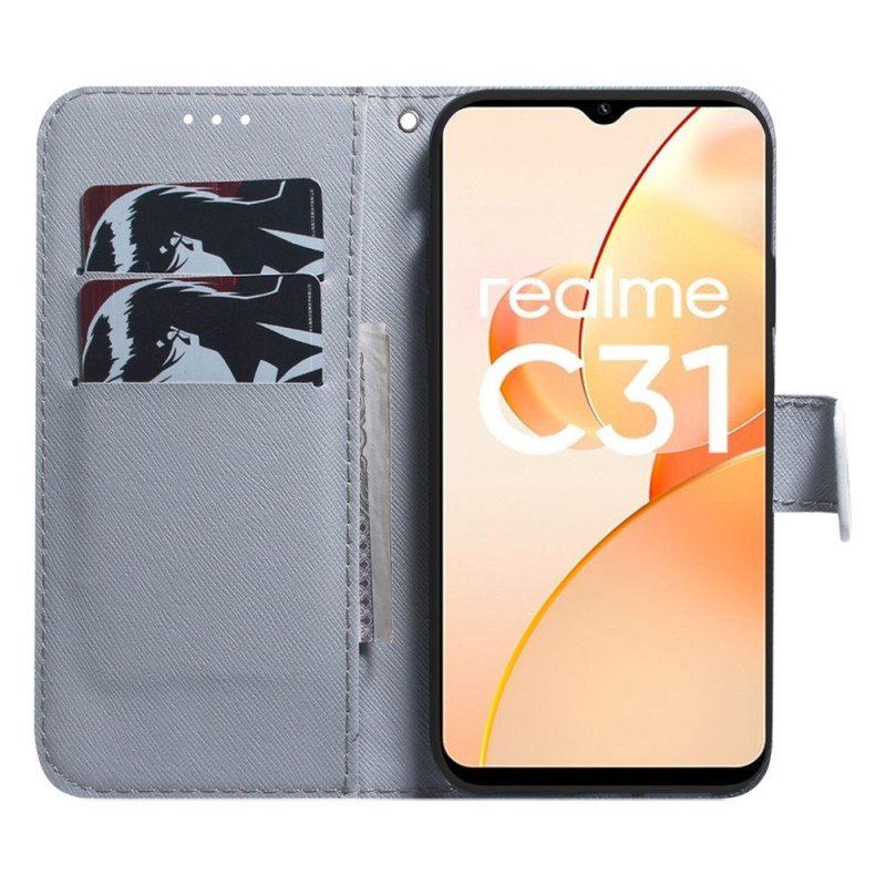 Folio-fodral Realme C31 Lejonhuvud