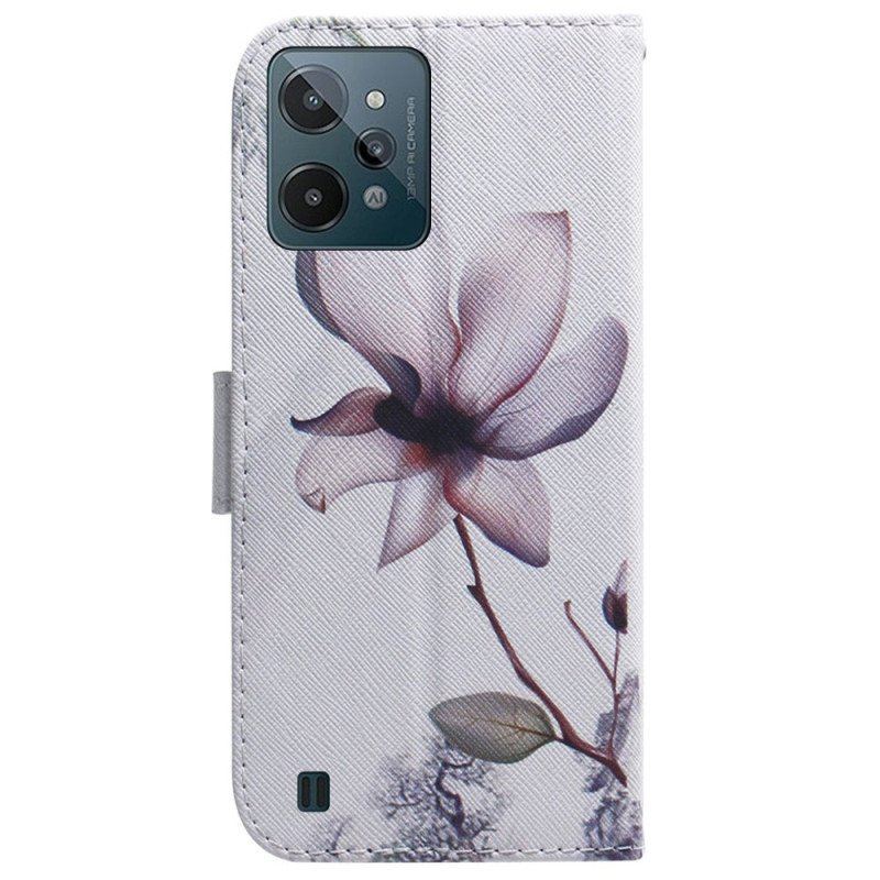 Folio-fodral Realme C31 Rosa Blomma