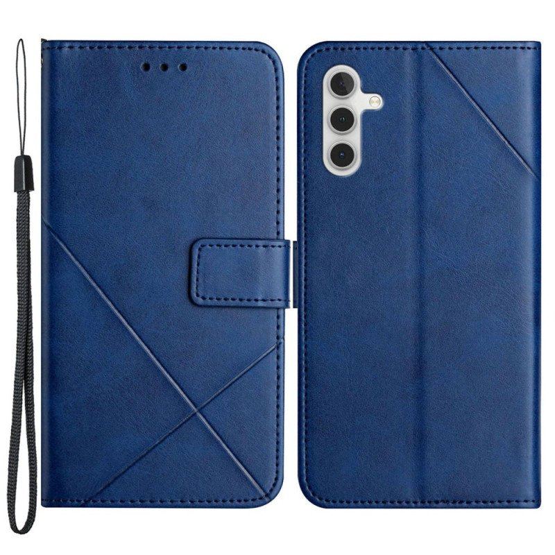 Folio-fodral Samsung Galaxy A14 / A14 5G Med Kedjar Strappy Geometrisk Läderstil