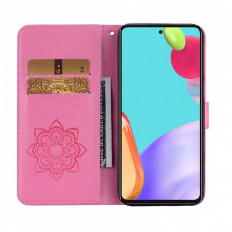 Folio-fodral Samsung Galaxy A52 4G / A52 5G / A52s 5G Uggla Mandala Och Lanyard