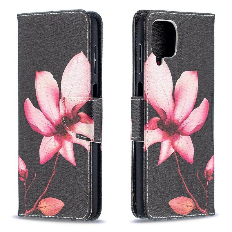 Folio-fodral Samsung Galaxy M12 / A12 Rosa Blomma