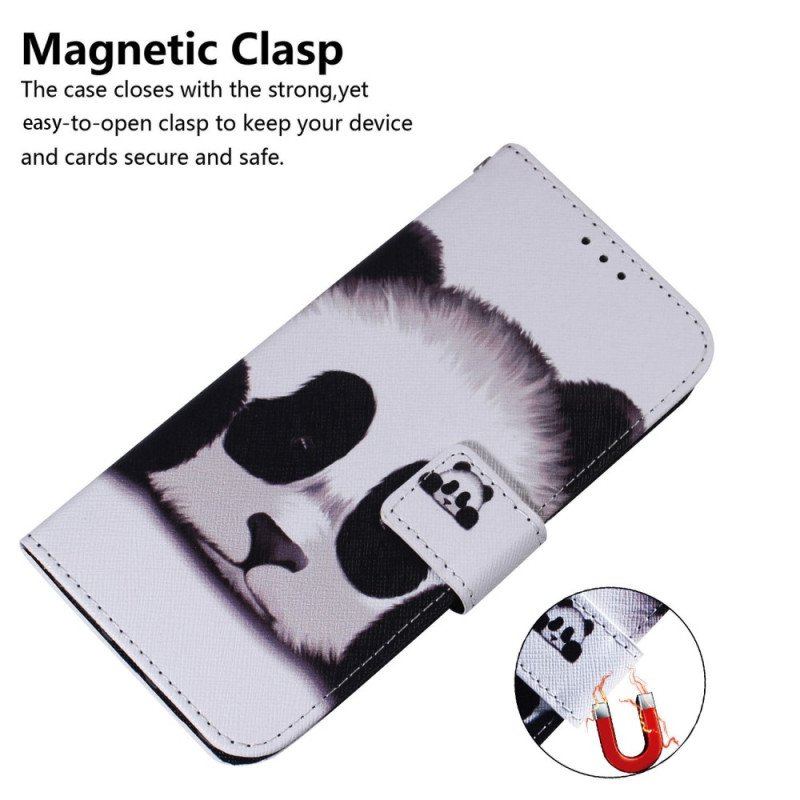 Folio-fodral Samsung Galaxy S23 5G Med Kedjar Min Lanyard Panda