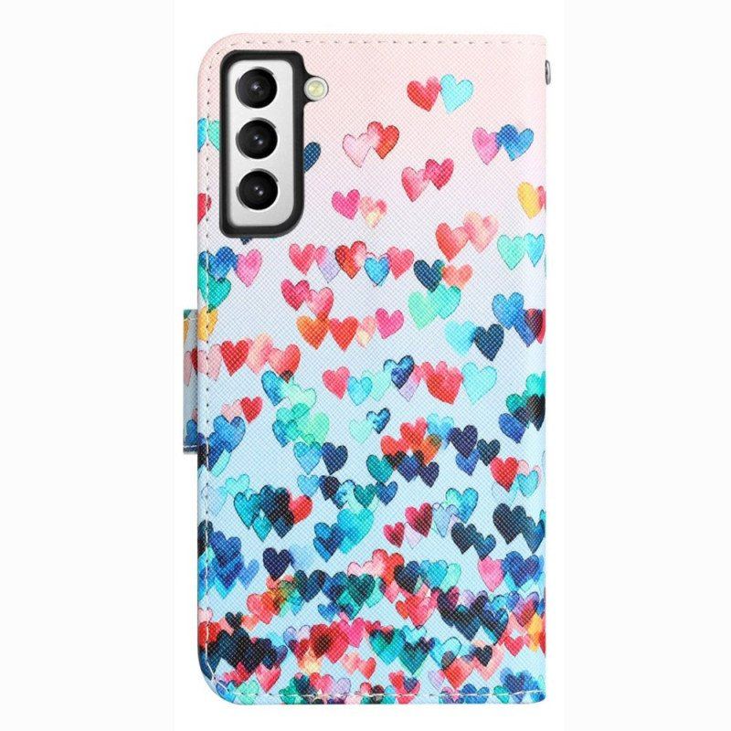 Folio-fodral Samsung Galaxy S23 Plus 5G Med Kedjar Endast Strappy Hearts