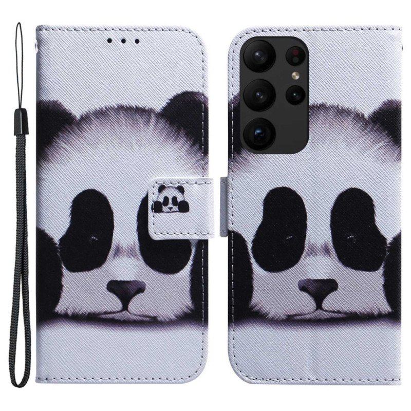 Folio-fodral Samsung Galaxy S23 Ultra 5G Med Kedjar Min Lanyard Panda