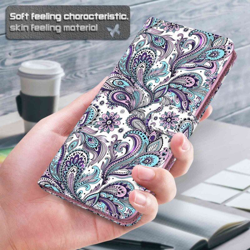 Folio-fodral Samsung Galaxy S23 Ultra 5G Med Kedjar Strappy Paisley Mönster