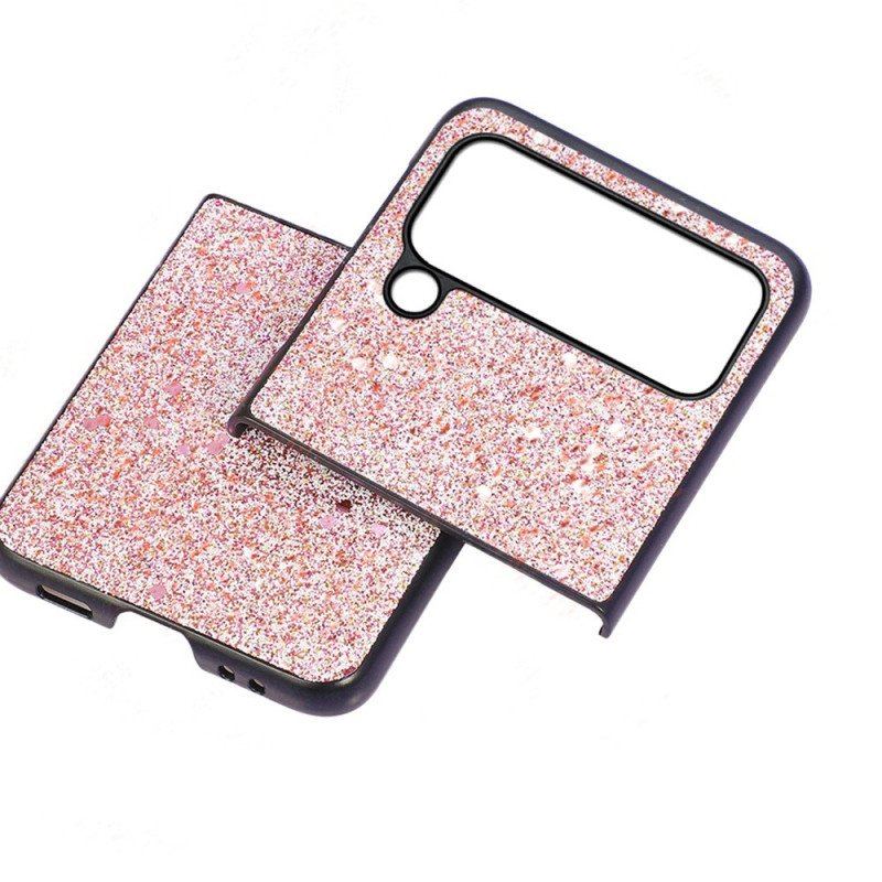 Folio-fodral Skal Samsung Galaxy Z Flip 4 Läderfodral Glitter Hud