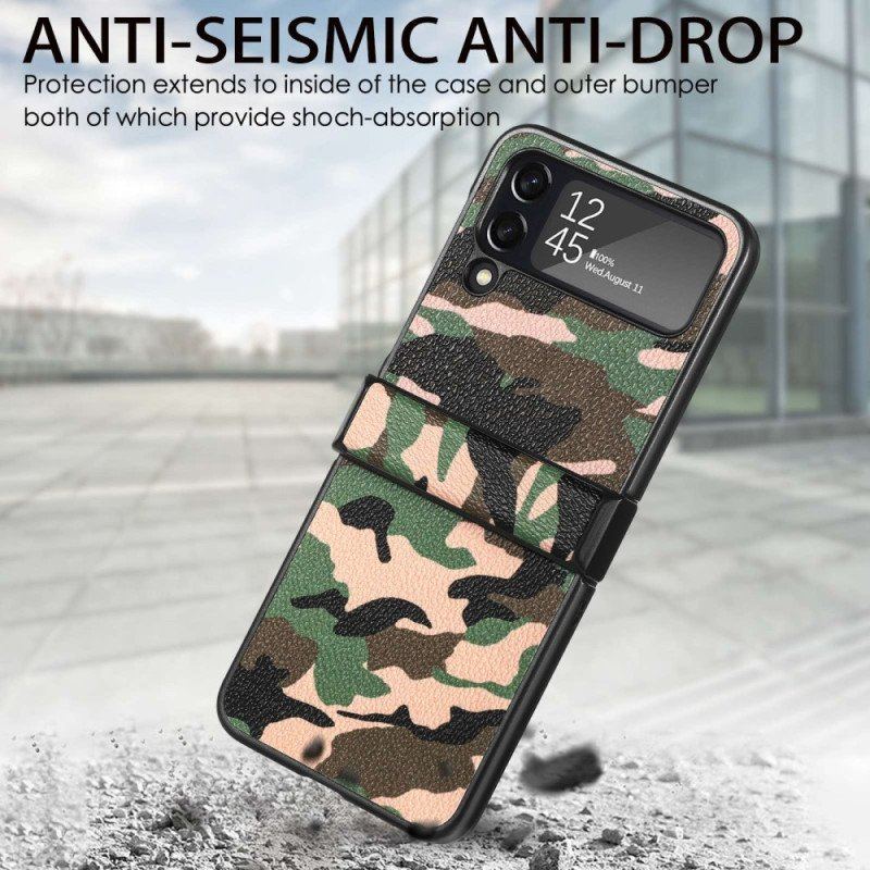 Folio-fodral Skal Samsung Galaxy Z Flip 4 Läderfodral Militärt Kamouflage